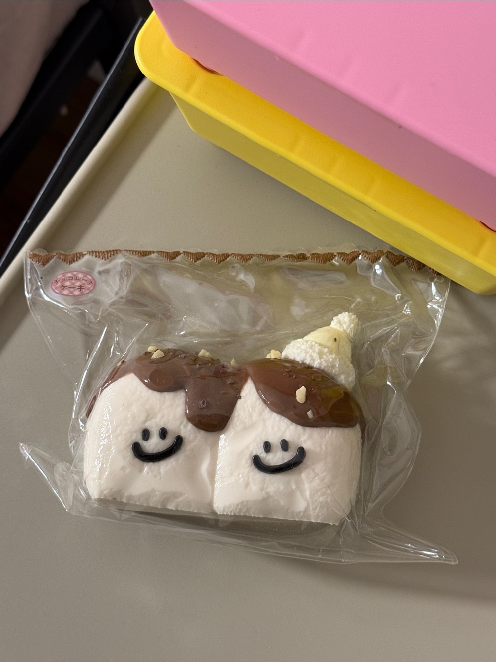 Cute Pink & Brown Kids Marshmallow sticky squishy toy